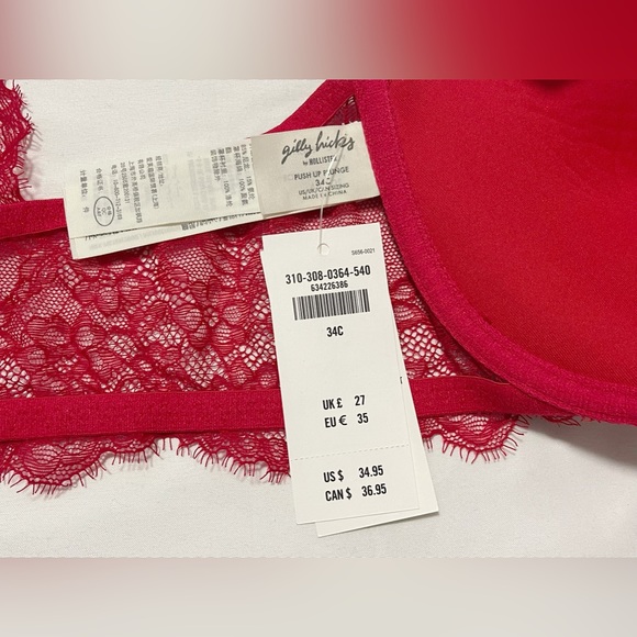 Hollister Gilly Hicks Red Lace Front Clasp Push Up Bra - Picture 5 of 7